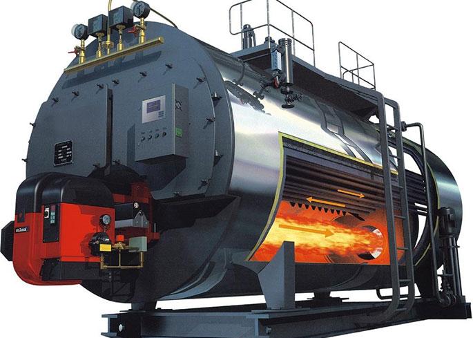 Modern power plant boiler system showing steam drum and tube arrangements