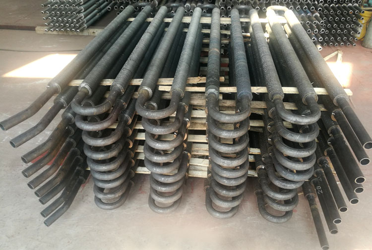 Finned Tube Condenser Technical Diagram showing U-tube configuration and heat transfer surfaces