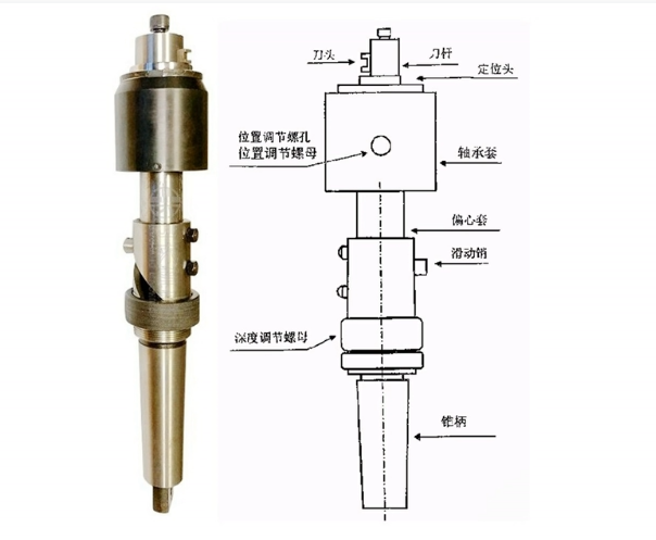 Tube sheet grooving tool in action on industrial equipment