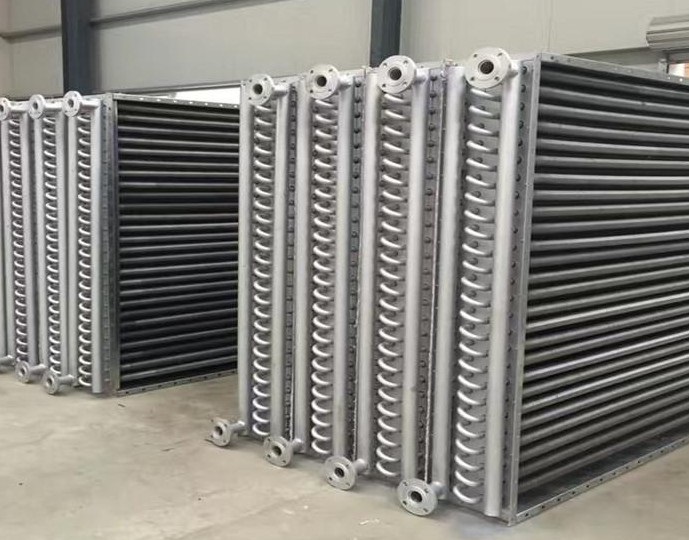 Industrial finned tube coil heat exchanger installation