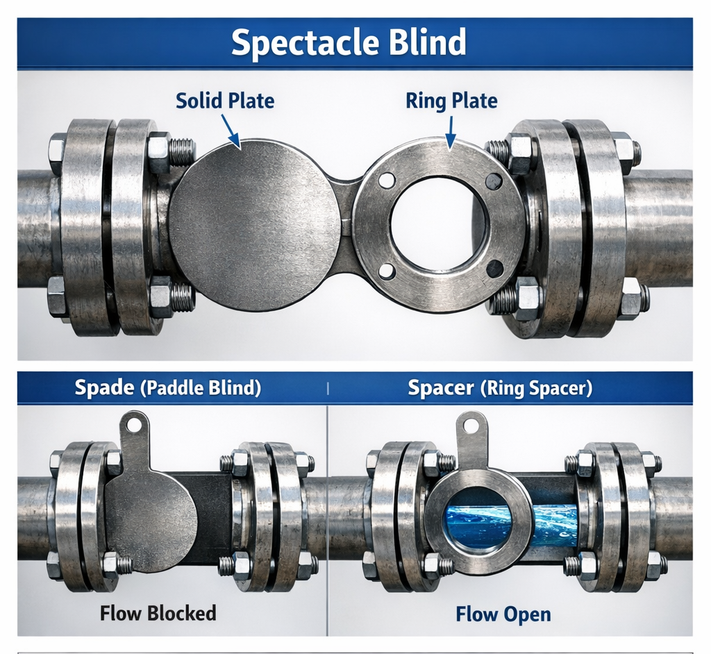 Spectacle Blind, Spade and Spacer installation and operation diagram